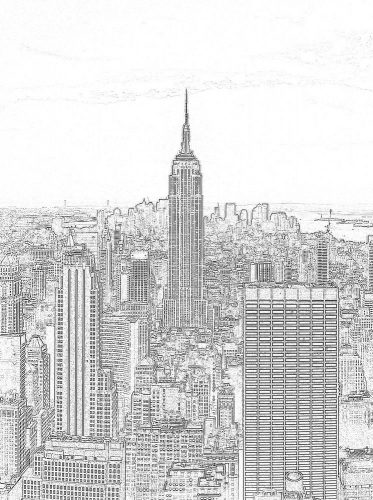 New York körvonalai poszter, fotótapéta, Vlies  (184x254 cm, álló)