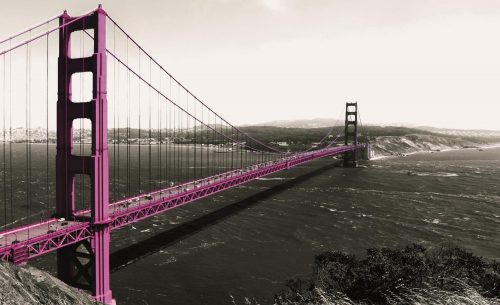 Pink Golden Gate Bridge poszter, fotótapéta, Vlies (416 x 254 cm)