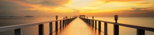 WOODEN BRIDGE AT SUNRISE öntapadós konyhai poszter, 260x60 cm