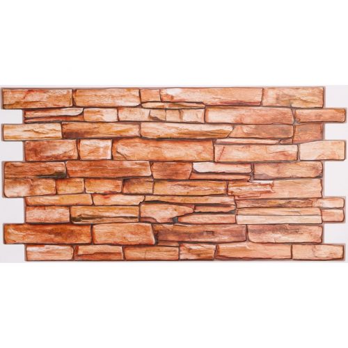 FLEXWALL Karelian kőmintás PVC falpanel barna 98×49,5 cm, beltéri falburkolat