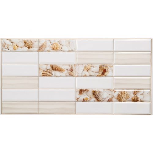 FLEXWALL Tile Sandy coast kagylós csempe PVC falpanel 96x48 cm, fürdőszoba, konyha