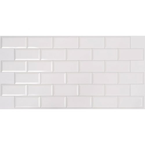 Falburkolat - FLEXWALL Grey Seam Fehér csempe, szürke fuga PVC falpanel 96x48 cm