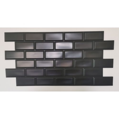 FLEXWALL Black Unit Fekete csempe PVC falpanel, falburkolat konyha, fürdőszoba