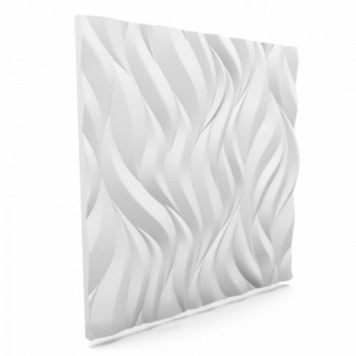 MYWALL FLAMES - Láng mintázatú fehér festhető falpanel, beltéri polisztirol dekorpanel falra (60x60cm)